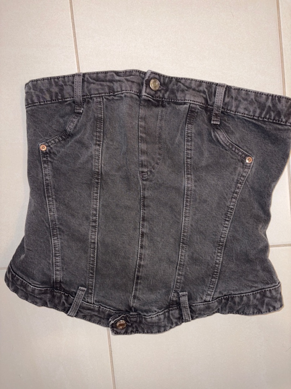 Zara Women’s High-Waist Black Denim tube top